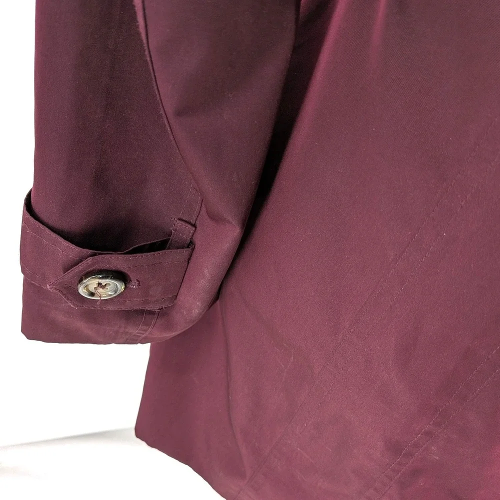 London Fog‎ Trench Coat Belted Double Breasted Plum Mid Length Classic S